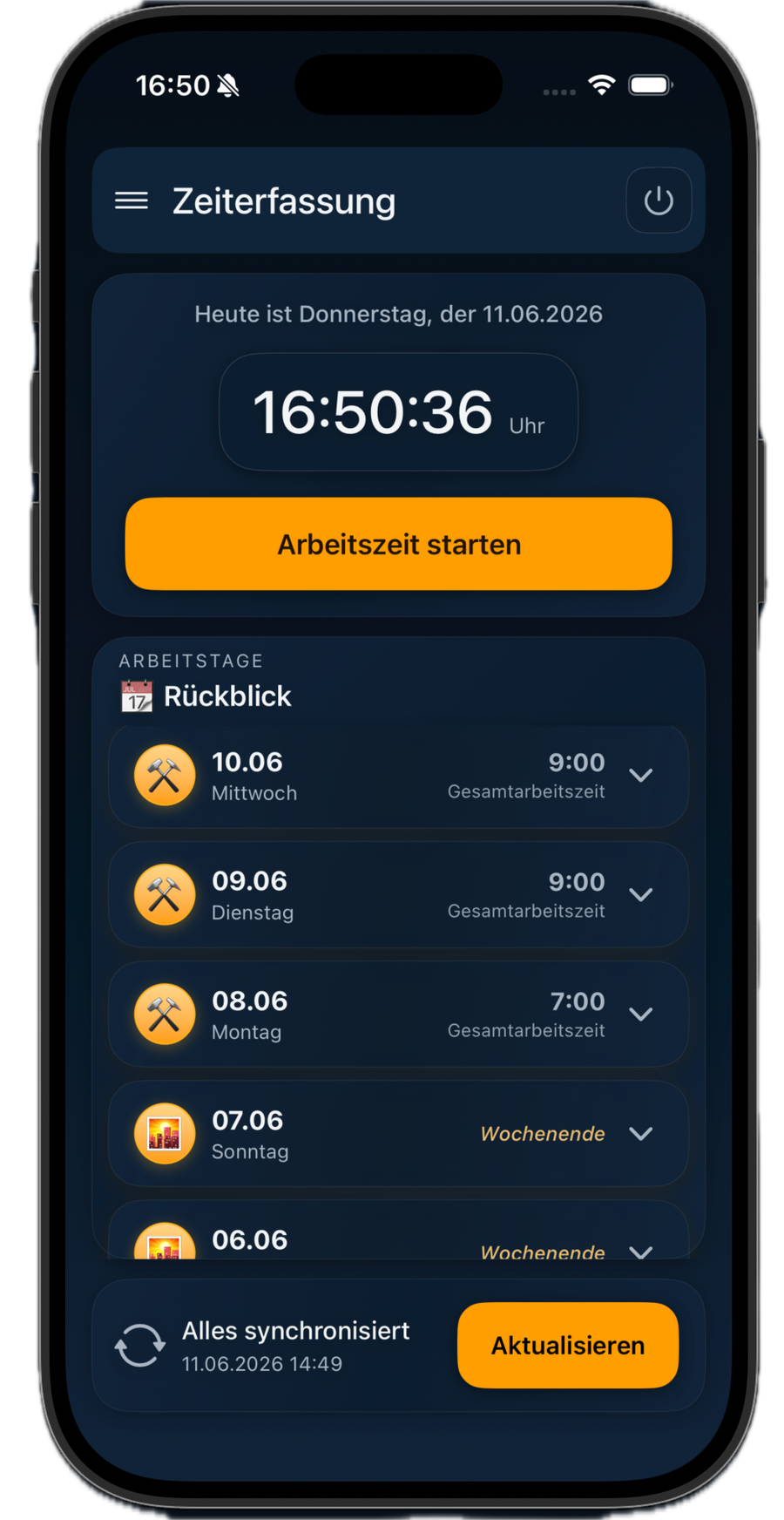 zeamex App: Arbeitszeiterfassung auf dem Smartphone